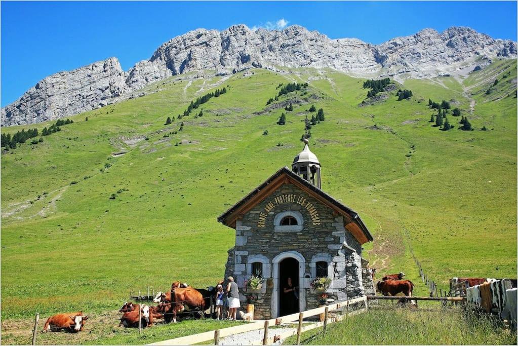 Androsace Appartement Dans Chalet Bois Avec Jacuzzi Privatif Terrasse Et Vue Montagne Les Villards-sur-Thônes Exterior foto